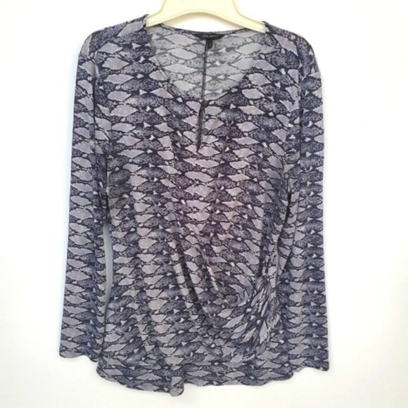 Wrap Top Slinky Snakeskin Long Sleeve Layer Chic - Picture 1 of 15